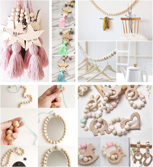Round Natural Wood Beads Wooden Spacer Loose Beads for Jewelry Hair Accessories Garland Making DreamCatchers DIY Craft Supplies (30mm 50pcs)...