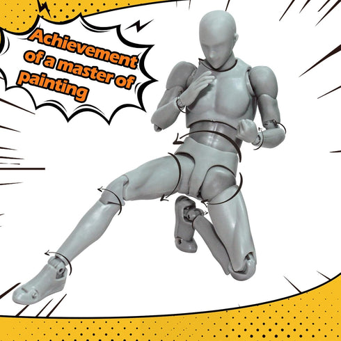 Action Figures Body-Kun DX & Body-Chan DX PVC Figure Model Drawing for S H Figuarts with Box for Artists (Gray, Male)...