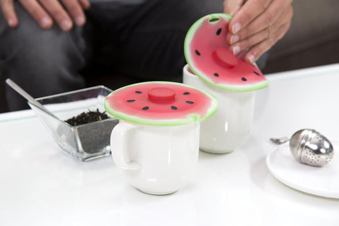 Charles Viancin - Set of 2 Watermelon 4” Silicone Drink Covers - Airtight Seal on Any Smooth-Rimmed Glass, Keep Drinks Cool or Hot - BPA-Free - Ov...
