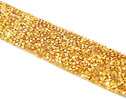 Bright Creations 7 Rolls Crystal Rhinestone Adhesive Strips for Crafts, Decor, Gifts (4 Sizes, Gold)...