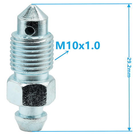 6 PCS Brake Bleeder Screws,Bleeder Valve,Bleeders,Caliper Bleeder Screw with Rubber Cap M10x1.0-29.2mm, H9407-6,107391,Standard Metric Bleeding Sc...