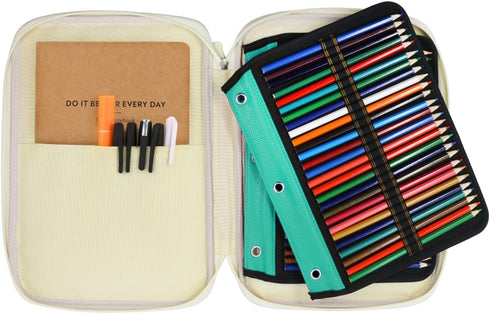 YOUSHARES 54 Slots Pencil Sleeve - Standard 3 Ring Binder Designed Pencil Page Compatible with 216 Slots Pencil Case for Watercolor Pencil, Gel Pe...