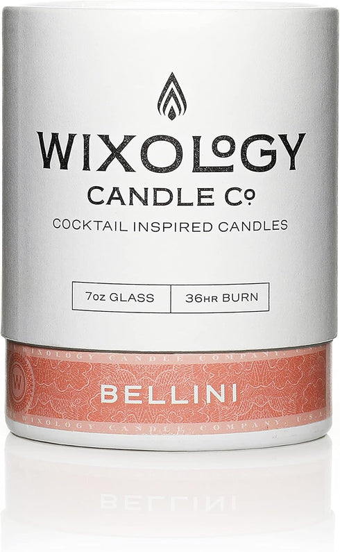 Wixology Cocktail Inspired Peach Bellini Soy Candle - Peach and Champagne Scented Candle in Reusable Rocks Glass - Made in Kentucky - 7 oz...