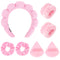 7Pcs Puffy Spa Headband and Wristband Set Skincare Headband for Washing Face Scrunchies Powder Puffs Sponge Spa Makeup Headband Puffy Headband Ter...