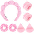 7Pcs Puffy Spa Headband and Wristband Set Skincare Headband for Washing Face Scrunchies Powder Puffs Sponge Spa Makeup Headband Puffy Headband Ter...