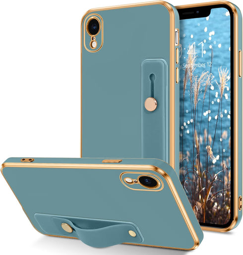 VENINGO iPhone XR Case, Phone Cases for iPhone XR, Slim Fit Soft TPU Rubber with Adjustable Wristband Kickstand Scratch Resistant Shockproof Prote...
