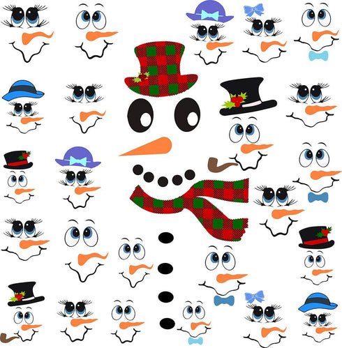 Snowman Face Stickers Snowman Decals Christmas Wall Decals Snowman Faces Decals Refrigerator Wall Stickers Window Cling Decal Lovely Snowman Face ...