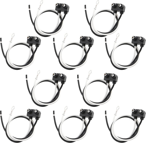 Oyviny 10PCS Truck Trailer 2 Wire Pigtail Harness 10" Long, Right Angle 2 Pin Trailer Light Connector Fits with 2" and 2.5" Side Marker/Clearance ...