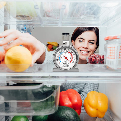 PECULA Refrigerator Thermometer Large Dial, Freezer Thermometer -30-30 Deg ?/-20-80 Deg ?, Fridge Thermometer by Stainless Steel, Thermometer for ...