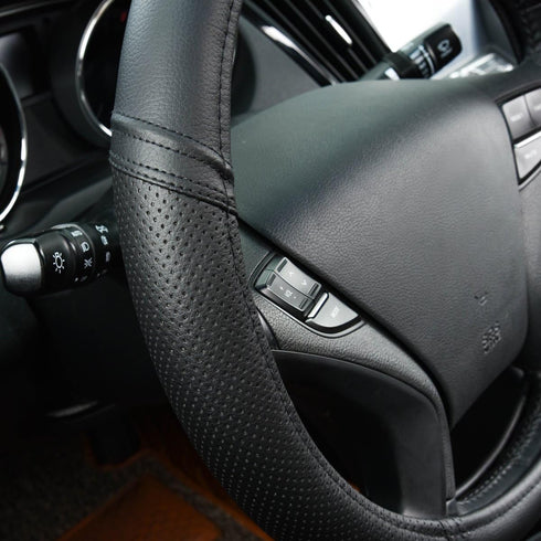 Car Pass Classical Leather Automotive Universal Steering Wheel Covers,Universal Fit for Suvs,Trucks,Sedans,Cars,Vans,14.5-15inch Anti-Slip Safety ...
