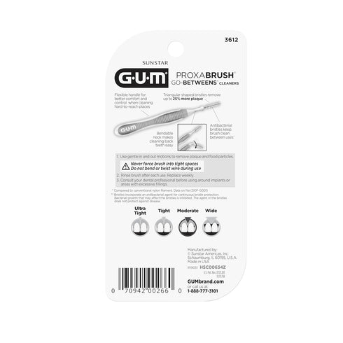 GUM Proxabrush Go-Betweens - Moderate - Interdental Brushes - Soft Bristled Dental Picks for Plaque Removal & Gum Health - Safe for Braces & Denta...