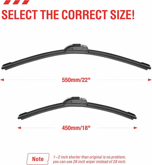 OEM Quality Performance Premium Windshield wiper blades 22 and 18,All-Season Auto Replacement Windshield Wiper Blades,Fit Colorado 2022-2018,Aveo ...