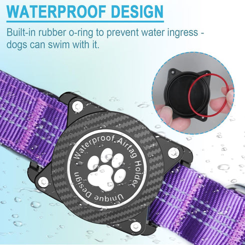 Airtag Dog Collar, Waterproof Air Tag Holder Dog Collar, Luminous & Reflective, Comfortable Padded, Adjustable Pet Collar for Small Medium Large H...
