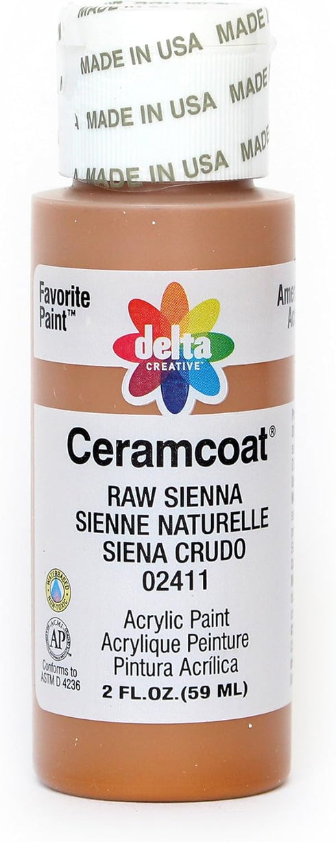 Delta Creative Ceramcoat Acrylic Paint in Assorted Colors (2 oz), 2411, Raw Sienna...