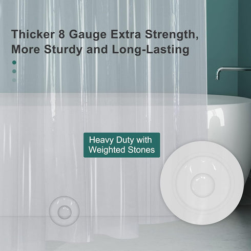 AmazerBath Plastic Shower Curtain Clear Premium PEVA, Clear Shower Curtain Heavy Duty 8G, Weighted Shower Curtains for Bathroom Accessories with 3...