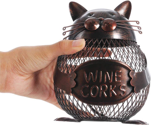 Tooarts Practical Kitten Wine Cork Container Iron Piggy Bank Handcraft Home Decoration Gift...