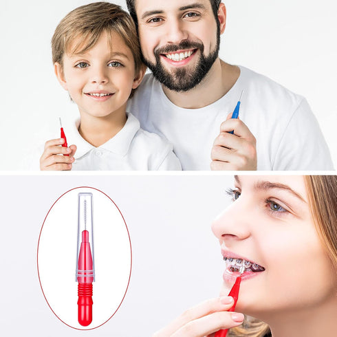 Patelai 50 Pieces Braces Brush for Cleaner Interdental Brush Toothpick Dental Tooth Flossing Head Oral Dental Hygiene Flosser Toothpick Cleaners T...
