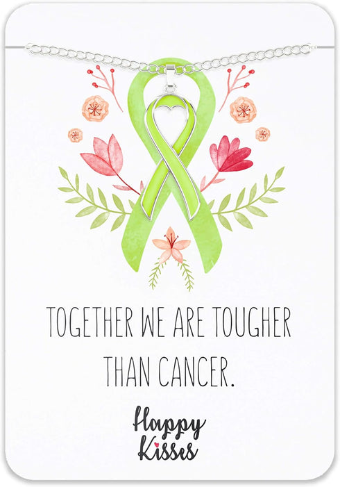 Cancer Awareness Necklace - Ribbon Pendant, “Together We Are Tougher Than Cancer” - Gift for Women...