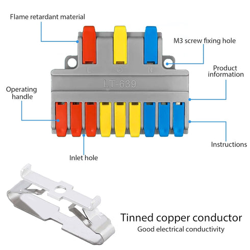 Robust Lever Wire Kit: Quick Connect Electrical Splicing, Compact Conductor 28-12 AWG for Reliable Inline Circuits (LT-639, 10)...