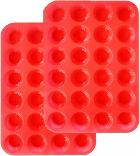 Mini Muffin &Cupcake Set, 24 Cups 2-Pieces, Nonstick Silicone Baking Pan, BPA Free and Dishwasher Safe, Great for Making Muffin Cakes, Tart, Bread...
