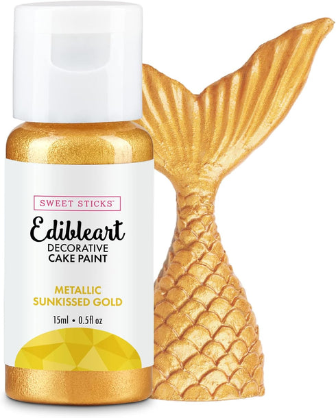 Sweet Sticks Edible Art Decorative Cake Paint 0.5 Ounce (15 Milliliters), Metallic Sunkissed Gold...