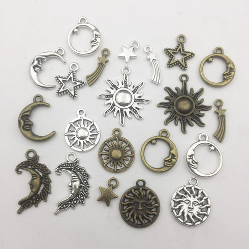 100g (About 80pcs) Craft Supplies Celestial Collection Charms Pendants for Crafting, Jewelry Findings Making Accessory for DIY Necklace Bracelet (...