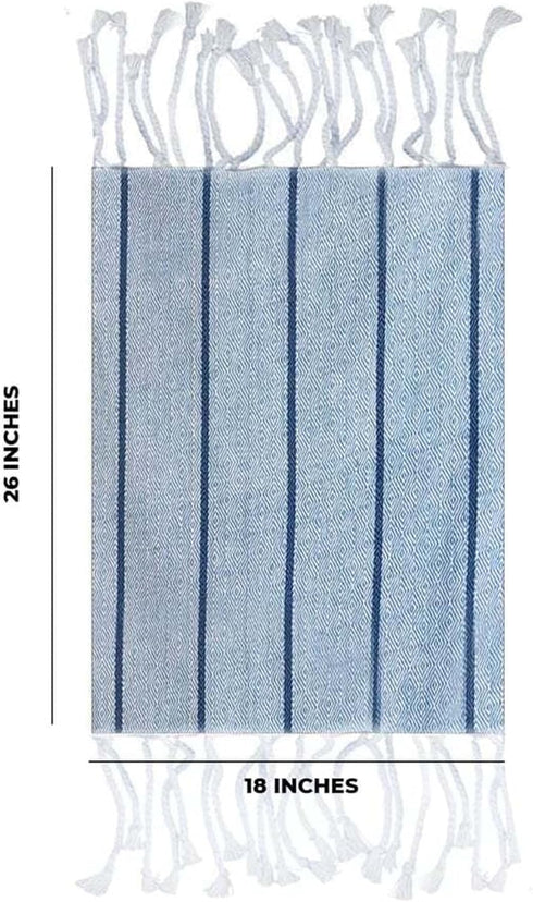 Peshtemal Hand Towels | 100% Natural Cotton, Set of 2, 26 x 18 Inches | Decorative Hamman Bathroom Peshtemal Woven Tassel Towel Hand Drying, Washi...