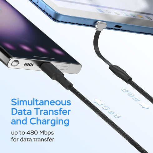 USB C Charger Cable, 60W 3.3ft Type C Charging Cable, Flat 90-Degree C-Port, High-Speed Data Transfer Compatible with Samsung S23/S22/S21, iPhone ...