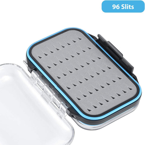 Gonex Fly Boxes for Fly Fishing Jig Boxes Two-Sided Waterproof Lightweight Fly Fishing Box Easy Grip Transparent Lid Fly Fishing Lures Box, 4.1"x ...