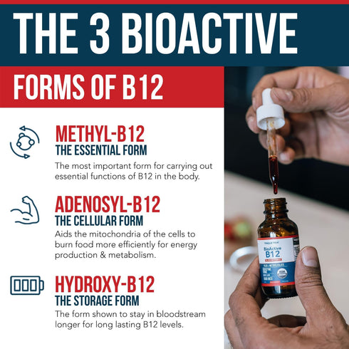 BioActive Vitamin B12 1000 mcg | Contains 3 BioActive B12 Forms Plus Methylfolate Cofactor - Methyl B12, Adenosyl B12 & Hydroxy B12 | Sublingual F...