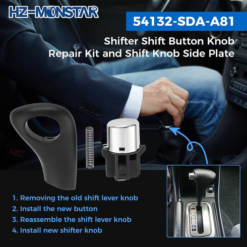 54132-SDA-A81 Shifter Shift Button Knob Repair Kit 54141-SDA-A81 Shift Knob Side Plate Shift Shifter Button Knob Repair Kit with Spring Compatible...