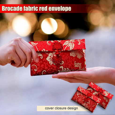 2-Pack Silk Red Envelopes, Dragon and Phoenix Embroidered Chinese Red Pocket, Lucky Money HongBao Card Cash Envelope for New Year Spring Festival ...