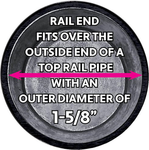 Jake Sales 1-5/8" Top Rail End for Chain Link Fence - Use for 1-5/8" Outside Diameter Top Rail Pipe - BLACK Powder Coated Chain Link Rail End...