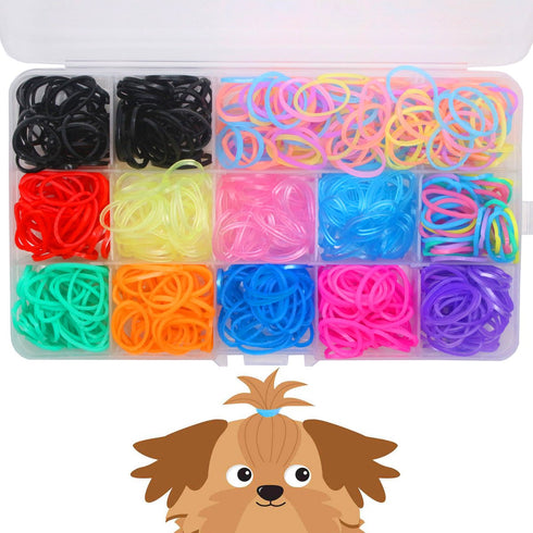 YOY 3/4" Pet Dog Stretchy Rubber Bands, 600/Box - Puppy Elastics Ties Pony Tail Holders Hair Accessories for Doggy Grooming Top Knots Ponytails Br...