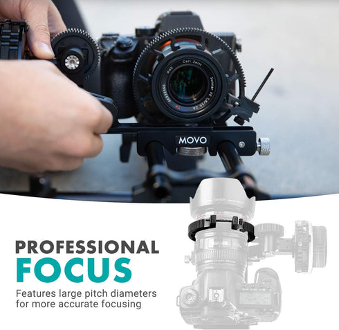 Movo FR3 Adjustable Follow Focus Ring Set of 3 with 65mm, 75mm and 85mm Lens Gear Rings (Standard 32 Pitch - 0.8 mod)...