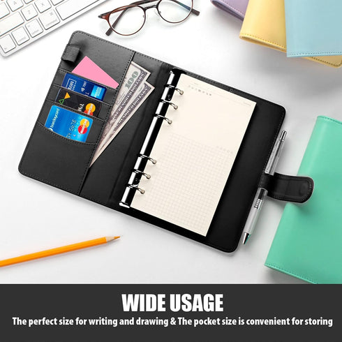Sooez A6 binders, Budget Binder, 6 Ring Binder, Notebook Binder, Planner Binder with Magnetic Buckle Closure, A6 Leather Binder for Women, Savings...