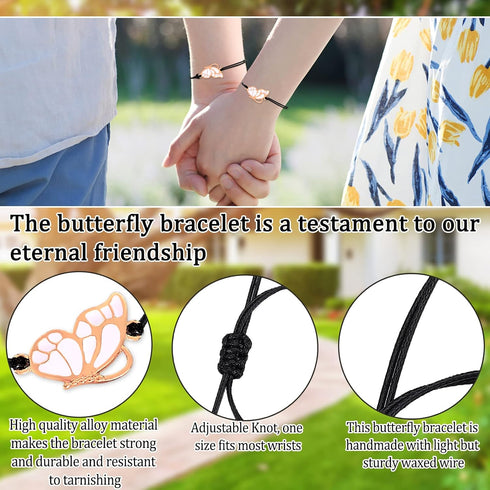 Friendship Bracelets for 2 Best Friends Matching Bracelet for BBF Friendship Gifts for Women Friends Couples Mother Flower Gifts Distance Birthday...