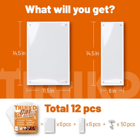 Anti Cat Scratch Furniture Protector, 12PCS Single Side Couch Protector for Cats, Cat Scratch Deterrent Tape, Couch Protector, Clear Cat Scratch D...