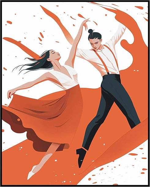 Posterizer 1 pcs-minimalist illustration features two characters mid-dance 2-Sports & Hobby Art-Abstract & Modern Art-Gift for Art Lovers- unframe...