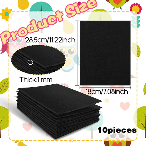 Felt Sheets Fabric, 7" x 11" Felt Fabric for Crafts 10Pcs Halloween Christmas Fabric Fall Felt for DIY and Sewing Projects (Black)...