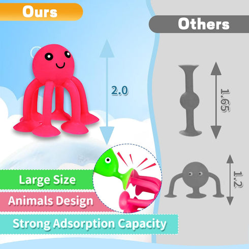 Suction Bath Toys for Kids, 18 Pcs Silicone Ocean Animal Suction Cup Toys with Eggshell & Bag, No Hole Mold Free Bath Toy, Sensory Window Building...