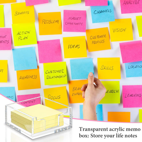 Acrylic Sticky Note Holder 3.94 x 3.94 Clear Acrylic Notepad Holder Acrylic Sticky Note Dispenser Sticky Notepad Holder for Desk Organizer Office ...
