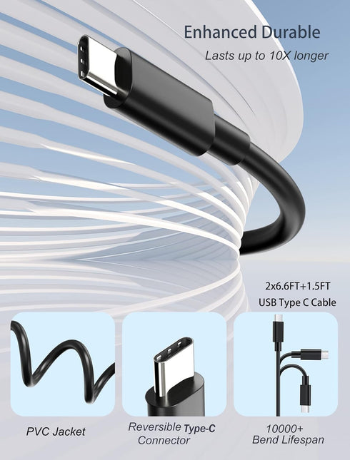 Type C Charger Fast Charging, 2 Pack Adaptive Fast Charger USB C Android Phone Wall Charger Block with 6FT+6FT+1.5FT Charge Cable for Samsung Gala...
