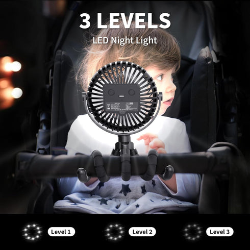 AMACOOL Battery Operated Stroller Fan Flexible Tripod Clip On Fan with 3 Speeds and Rotatable Handheld Personal Fans for Car Seat Crib Bike Treadm...