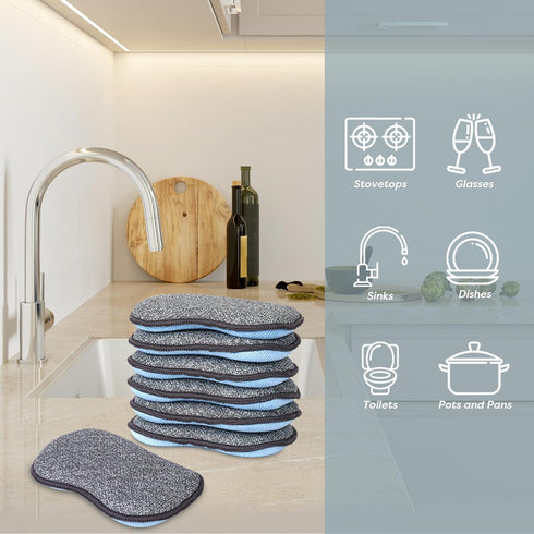 Multi-Purpose Scrub Sponges for Kitchen by Scrub- it - Non-Scratch Microfiber sponge along with Heavy Duty Scouring power - Effortless Cleaning of...
