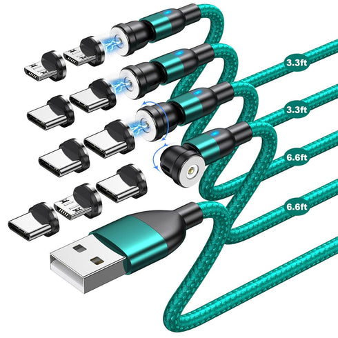 Magnetic Charging Cable (4Pack, 3.3ft/3.3ft/6.6ft/6.6ft)/360°&180° Rotating Magnetic USB C Charging Cable with LED/Magnetic Charger Cable/Magnetic...