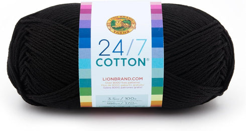 Lion Brand Yarn (1 Skein) 24/7 Cotton® Yarn, Black......