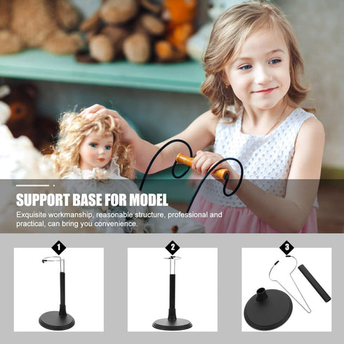 Kisangel Action Figure Display 2pcs Black Doll Stand Action Figure Stand Adjustable Doll Stand Model for Support Bracket Dolls Action Figure Stand...