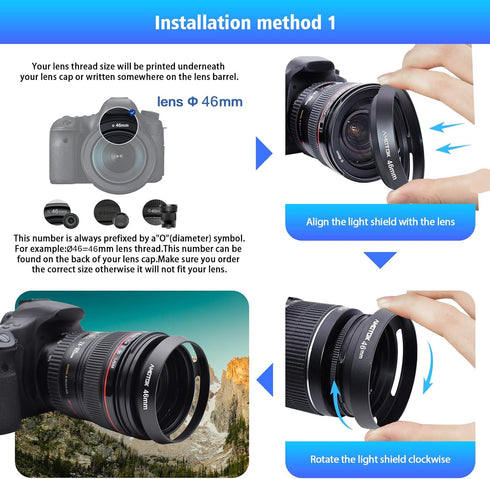 46mm Camera Lens Hood Compatiable All Brands Ø46mm Lenses.Example 75mmf/2.5SUMMARIT;90mmf/2.8ELMARIT,35-100mmf/4.0-5.6;for LumixG14mmf/2.5ASPH,35-...