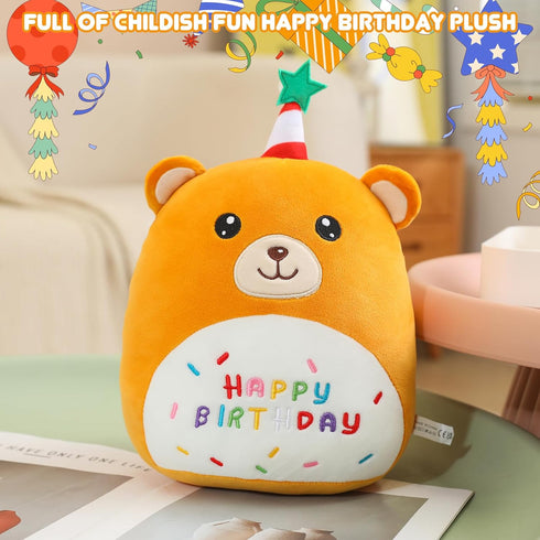 SQEQE Bear Plushie Birthday Bear Stuffed Animal Creative Bear Plush Pillow Birthday Party Home Room Decoration Doll Gift for Kids(Bear,10 Inch)...
